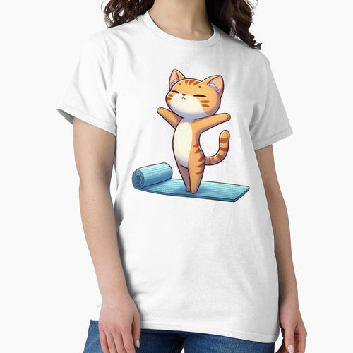 Cute Chibi Yoga Cat Classic T-Shirt